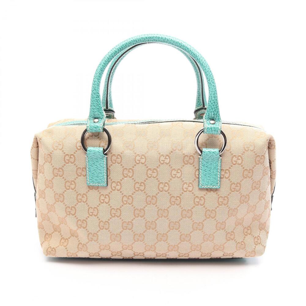 Gucci GG Canvas Shoulder Bag Leather Beige Cream Green